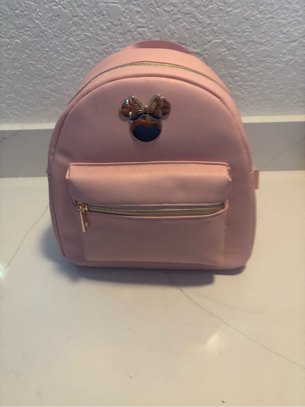 Disney Pink Mini Backpack with Gold Minnie Accent